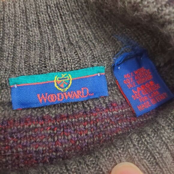 VINTAGE WoodWard Italy Wool Mohair Sweater Size Large Mixed color/print Grandpa - Picture 4 of 9
